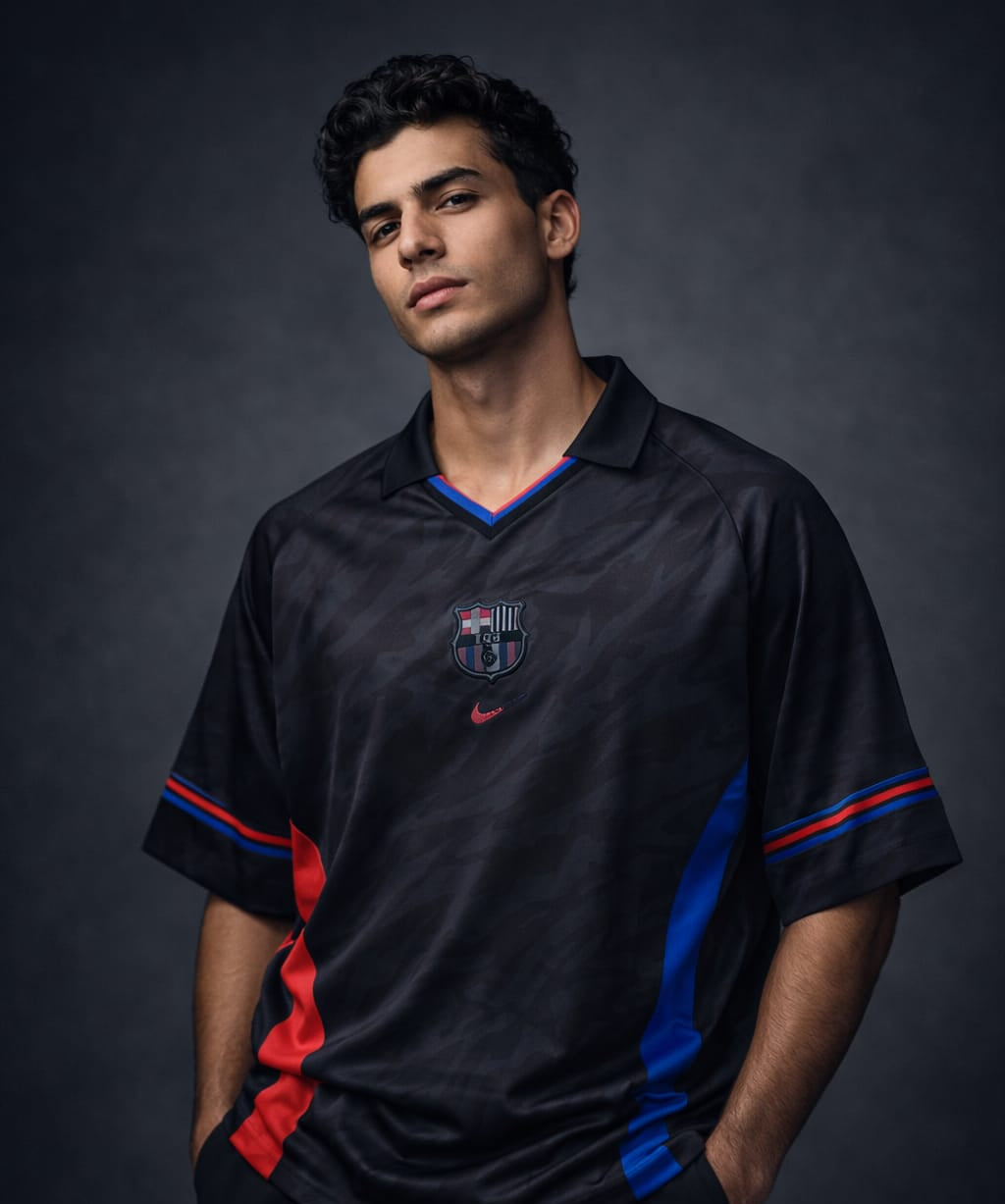 Black FC Barcelona x Travis Scott Cactus Jack special edition away (FIVE-SLEEVE jersey)