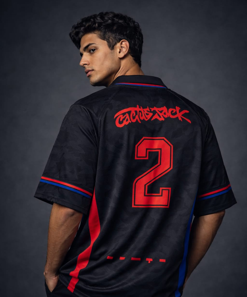 Black FC Barcelona x Travis Scott Cactus Jack special edition away (FIVE-SLEEVE jersey)
