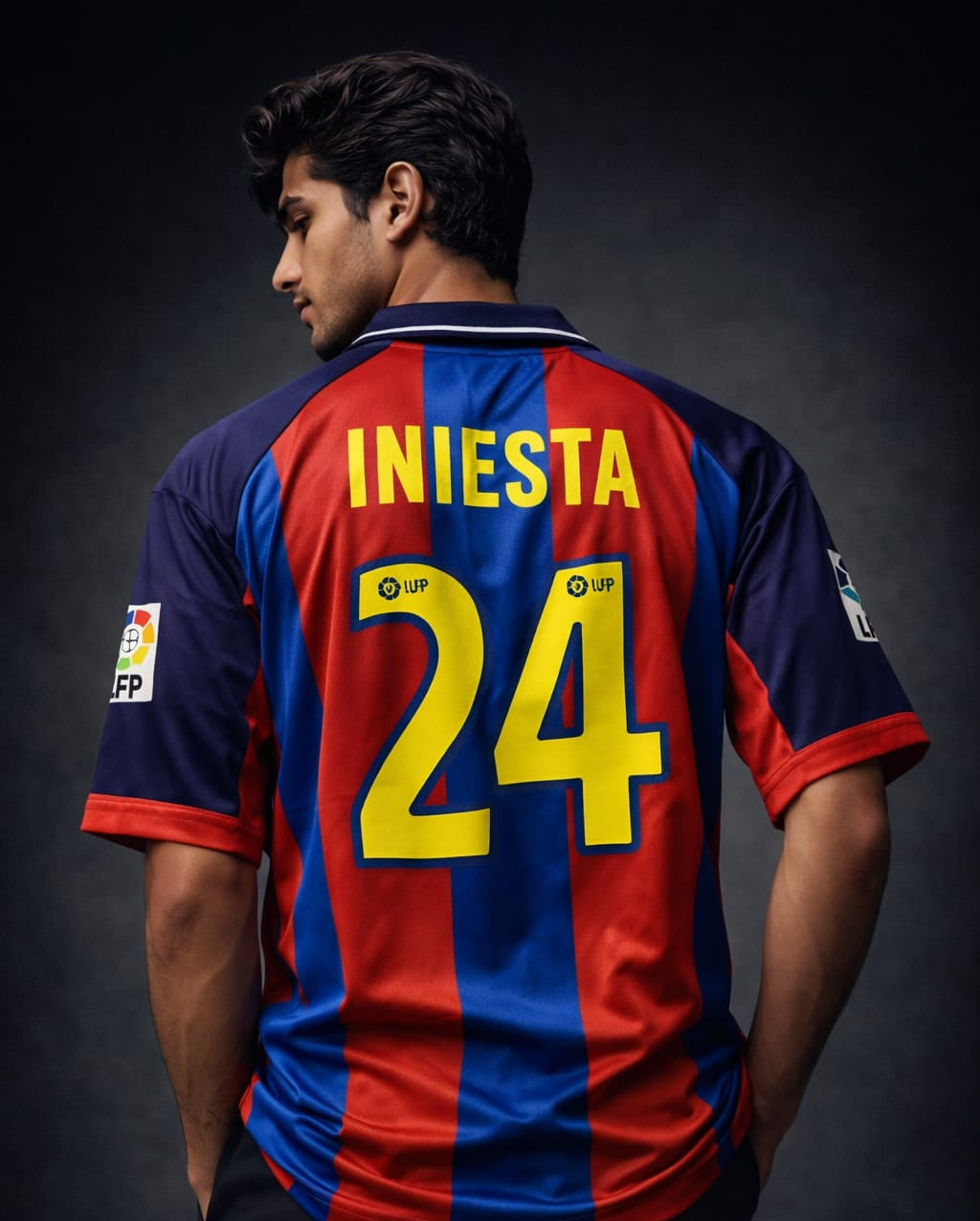 vintage FC Barcelona 2000-01 home (FIVE-SLEEVE jersey) Iniesta