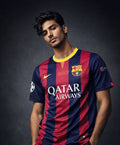 vintage FC Barcelona embroidery home (Half-Sleeve Jersey)  2013-14 season Messi
