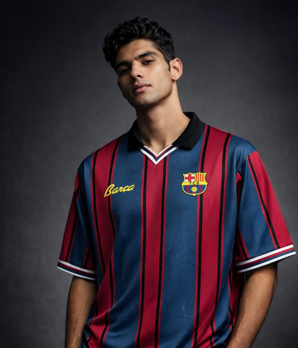 FC Barcelona 125th Anniversary Polo Jersey – (Cruyff) -Collar,  Full Sublimation Edition- Five Sleeve