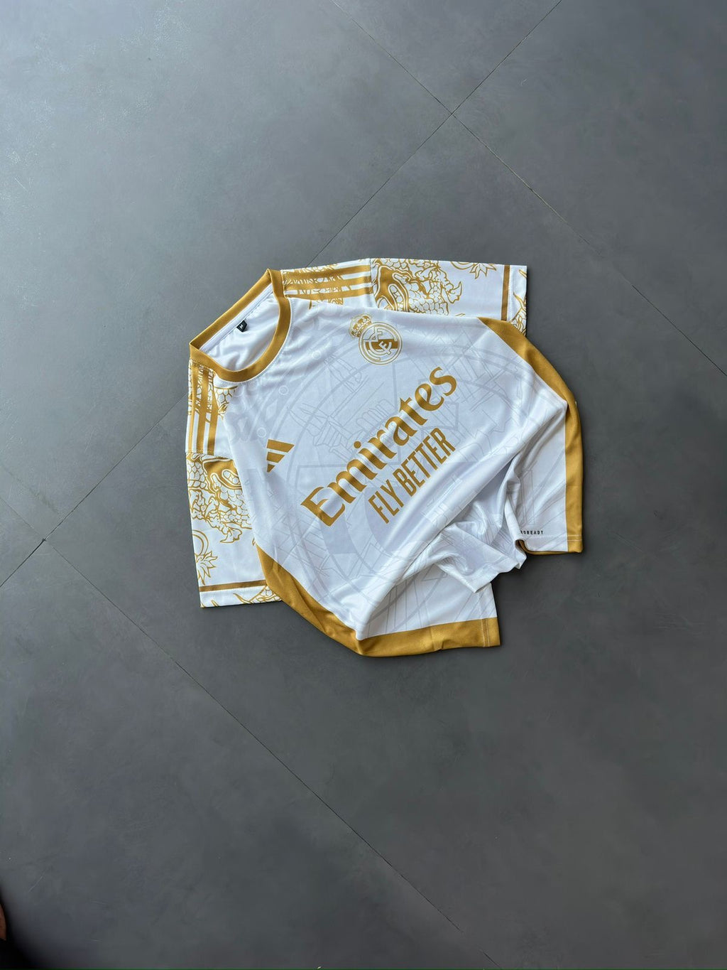 Gold Special Edition Real Madrid Jersey – CRISTIANO Edition - Half Sleeve (Dragon Design, Full Sublimation)