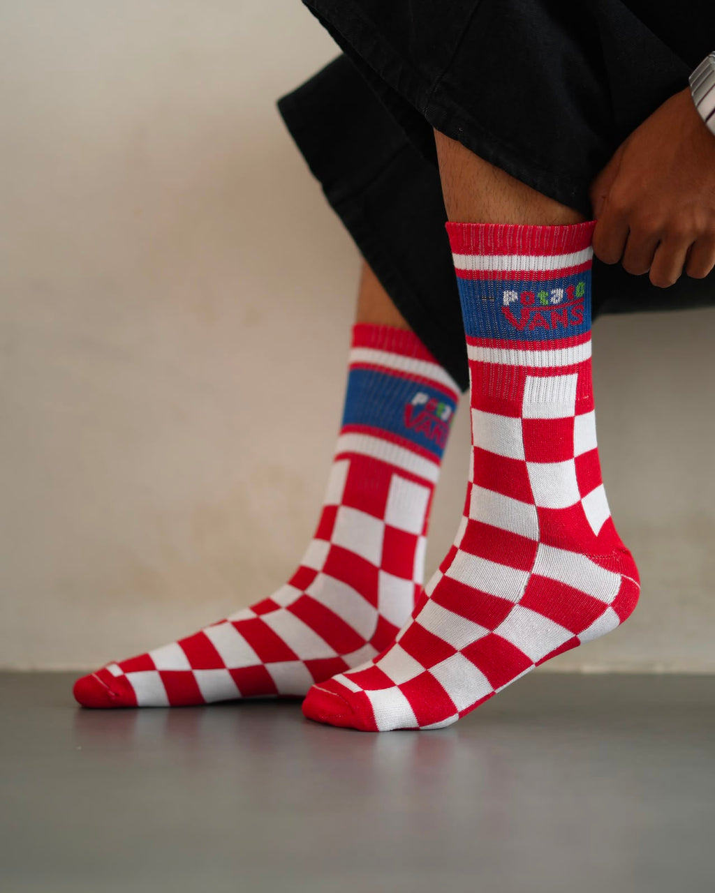 Retro Red Checker Crew Socks
