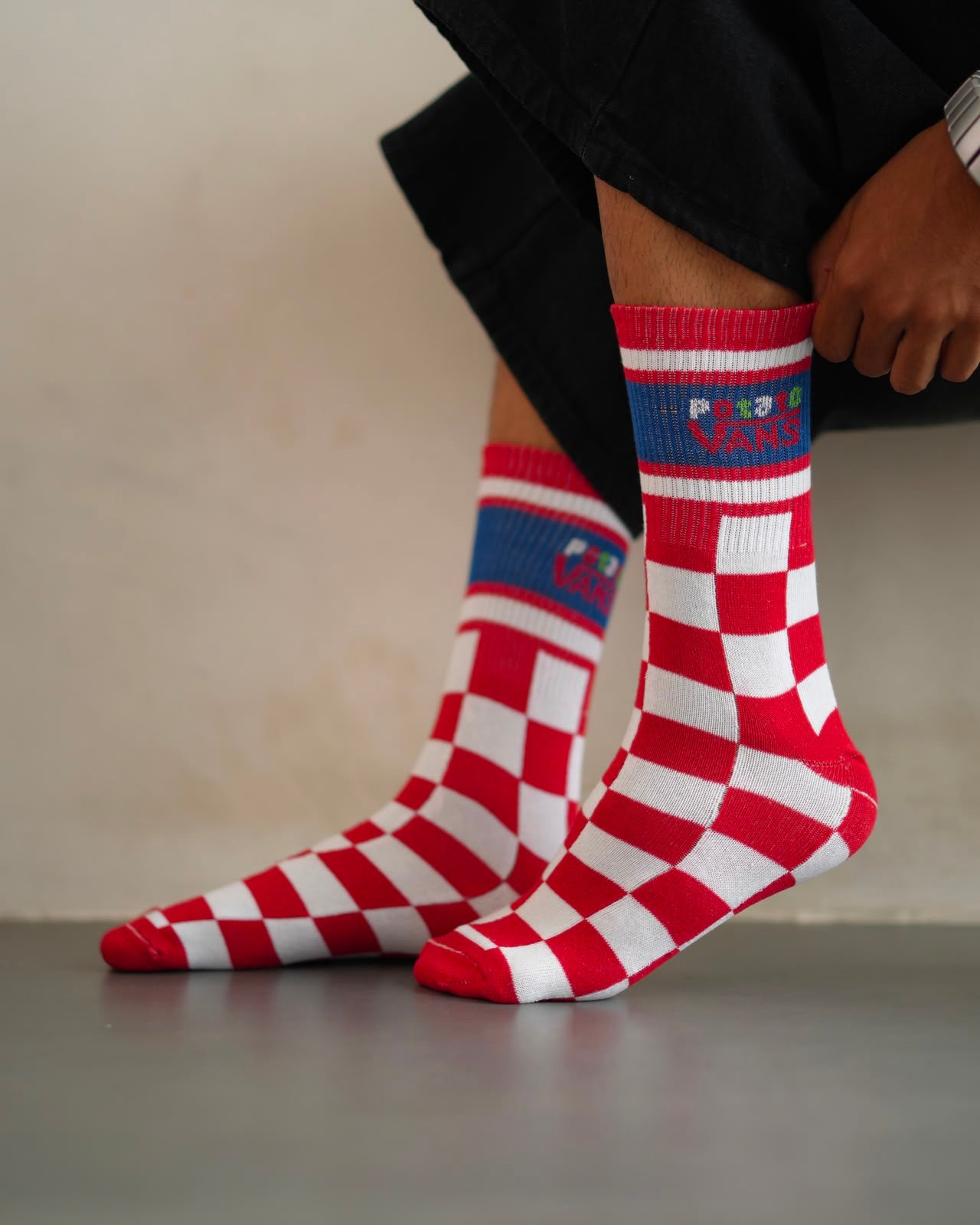 Retro Red Checker Crew Socks