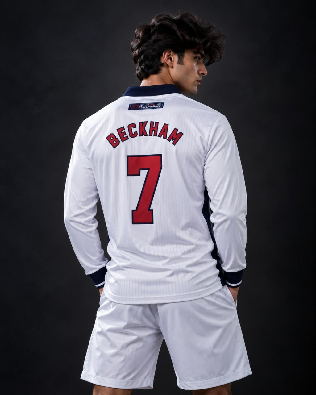 England 2002–2004 Home Retro Jersey – David Beckham #7 embroidery shorts and jersey combo