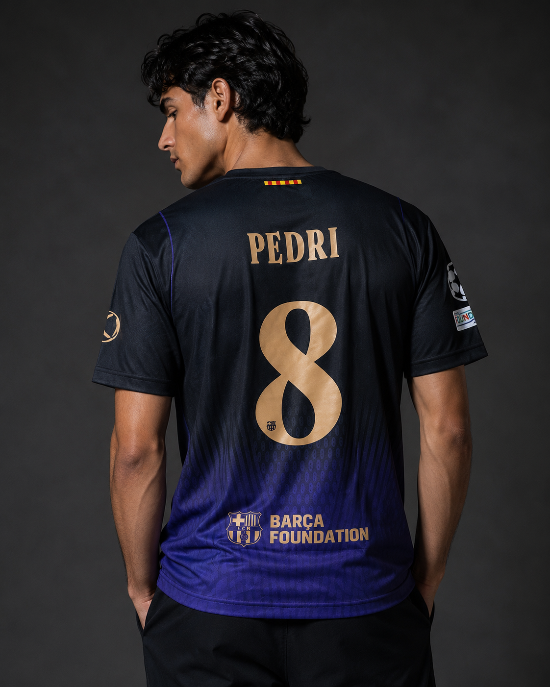 FC Barcelona Pedri #8 Away Jersey – Black & Purple