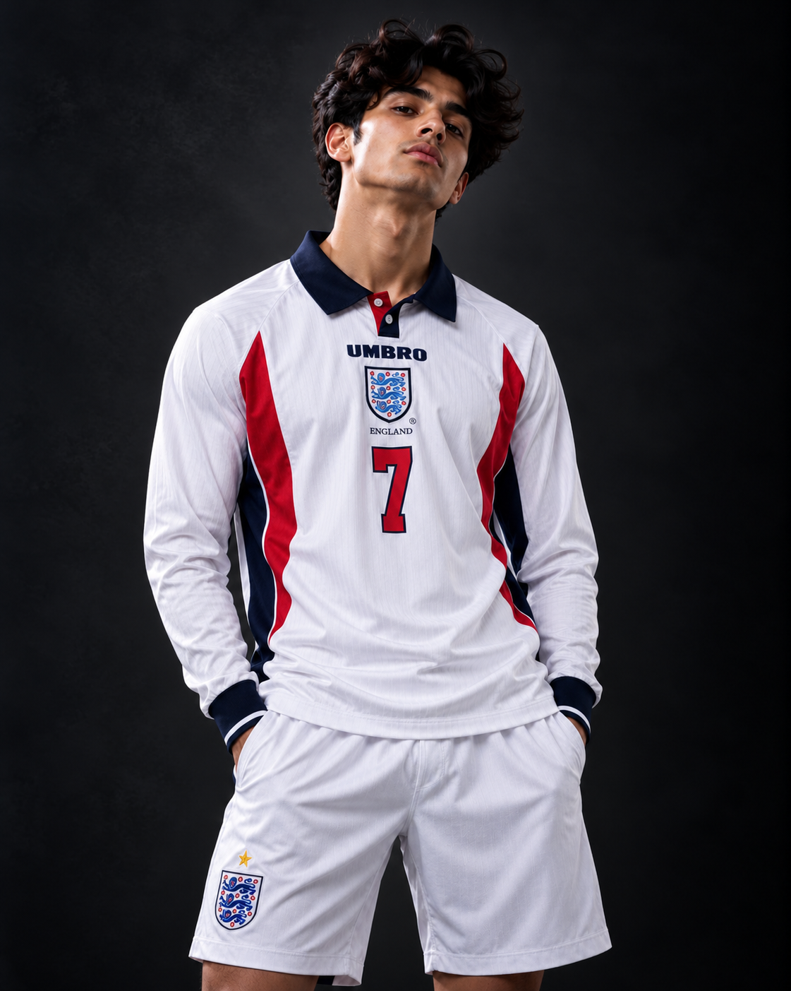 England 2002–2004 Home Retro Jersey – David Beckham #7 embroidery shorts &jersey
