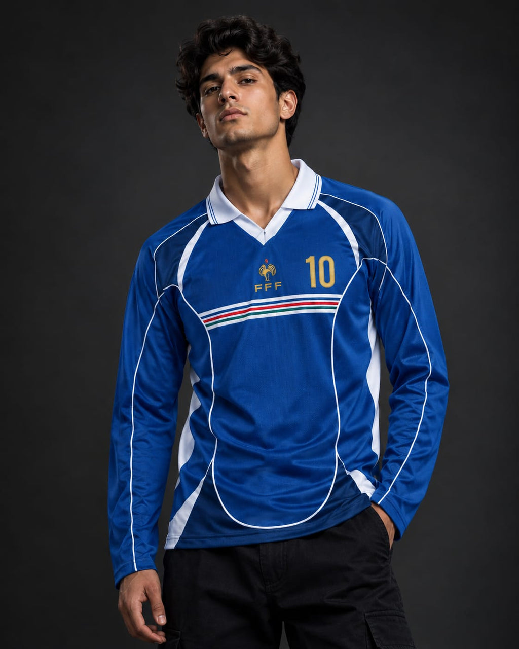 Zidane #10 France Retro Full-Sleeve Football Jersey