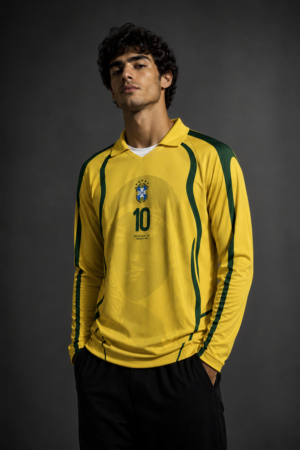 Brazil NeymarRetro 1998 Full Sleeve Football Jersey – Yellow/Green Edition
