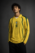 Brazil NeymarRetro 1998 Full Sleeve Football Jersey – Yellow/Green Edition