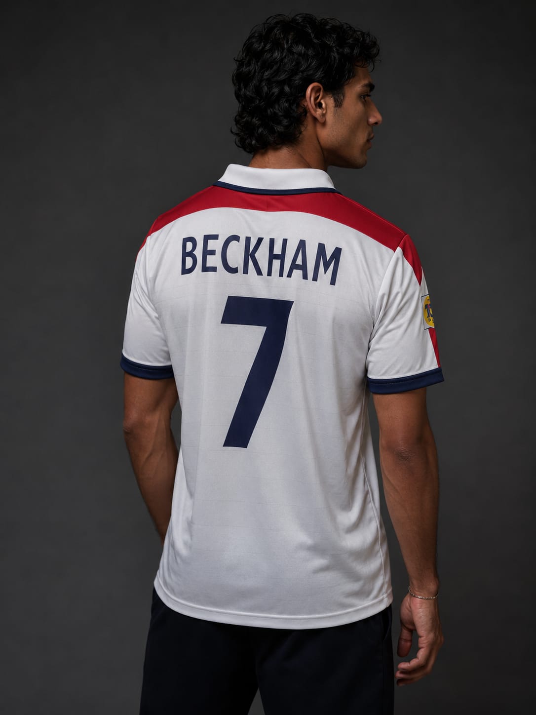 Beckham-7 England 1998 home coller ,Embroidery