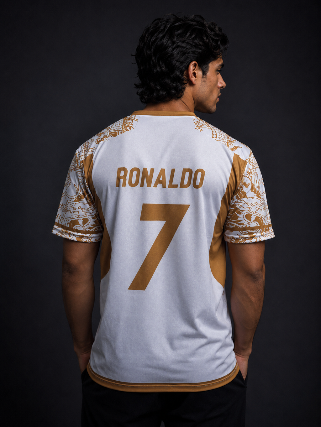 Real Madrid Dragon Edition Jersey – Ronaldo #7 embroidery (White/Gold)