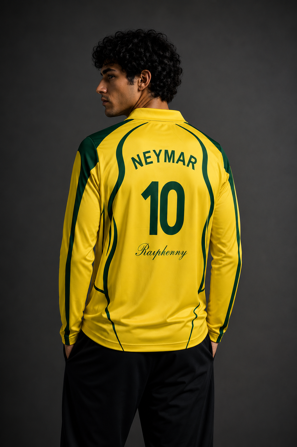 Brazil NeymarRetro 1998 Full Sleeve Football Jersey – Yellow/Green Edition