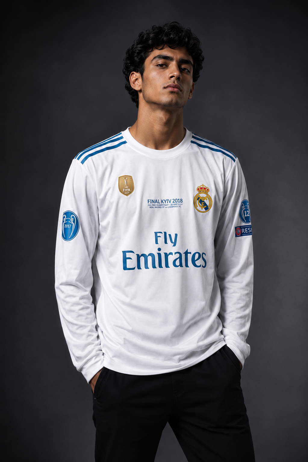 Real Madrid 2017–18 Home Long Sleeve Jersey – Ronaldo #7 (Final Kyiv Edition)