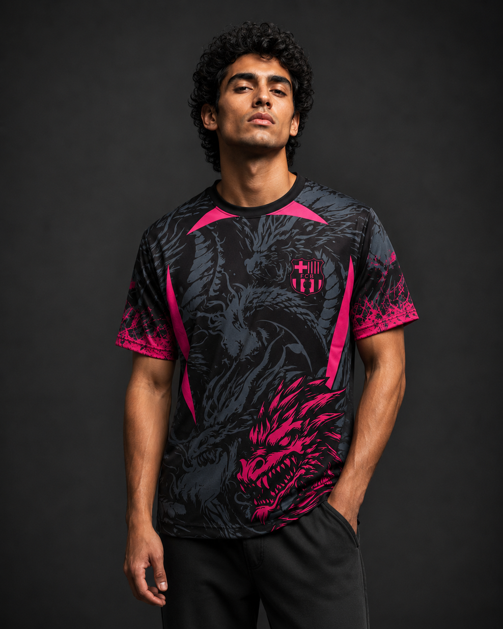 Barcelona Dragon Print Football Jersey – Messi #10