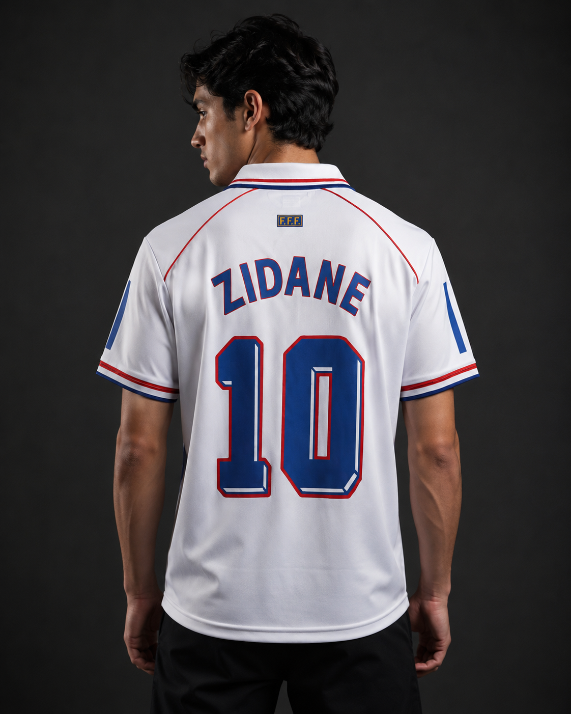 Zidane-10 France away 1998 Classic collar with Button