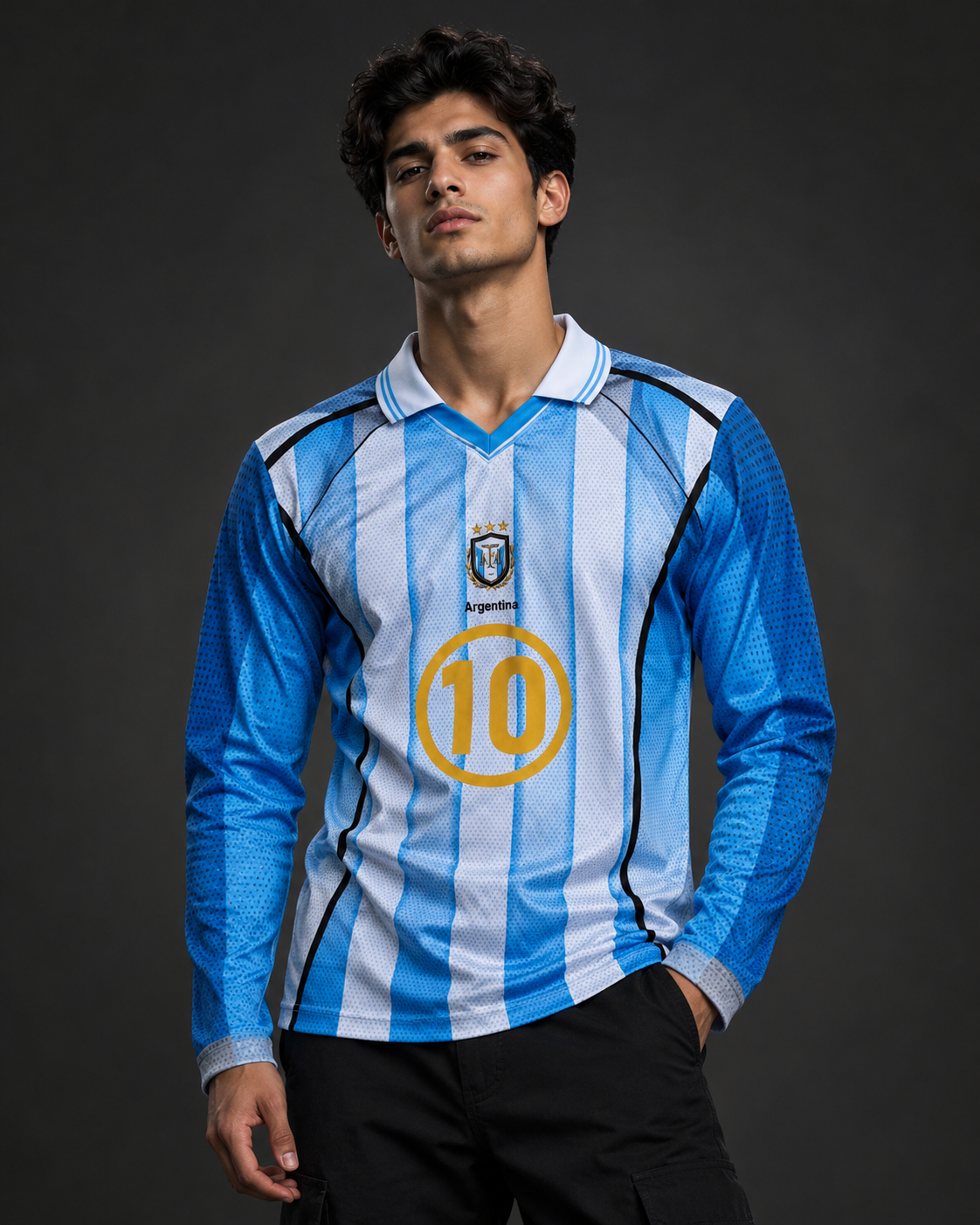 Argentina “Messi #10” Long-Sleeve Retro Jersey