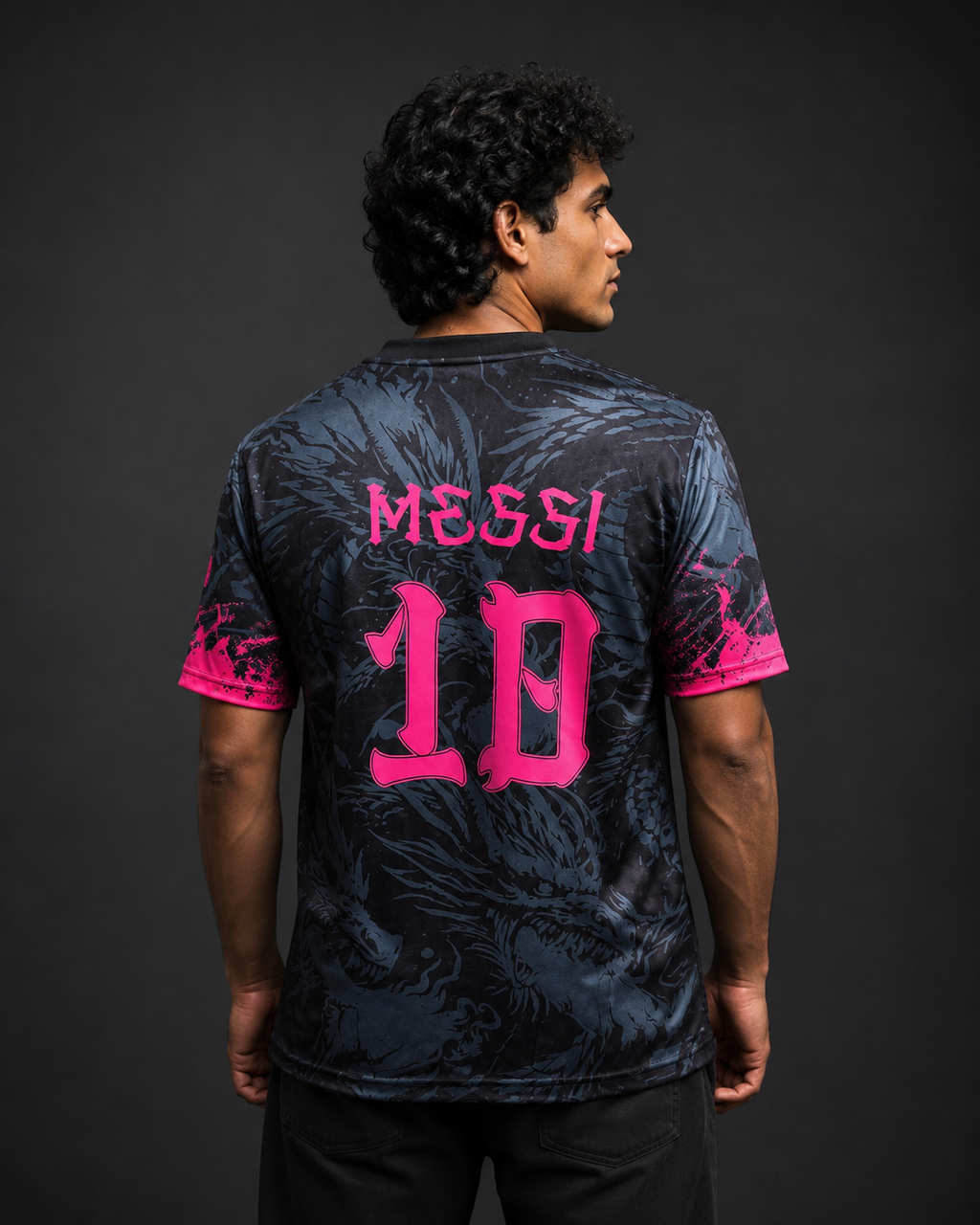 Barcelona Dragon Print Football Jersey – Messi #10