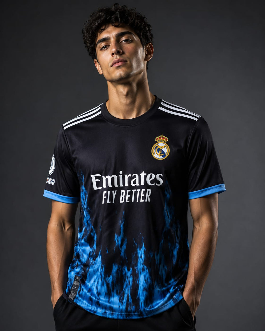 Real Madrid Black & Blue Flame Edition Football Jersey