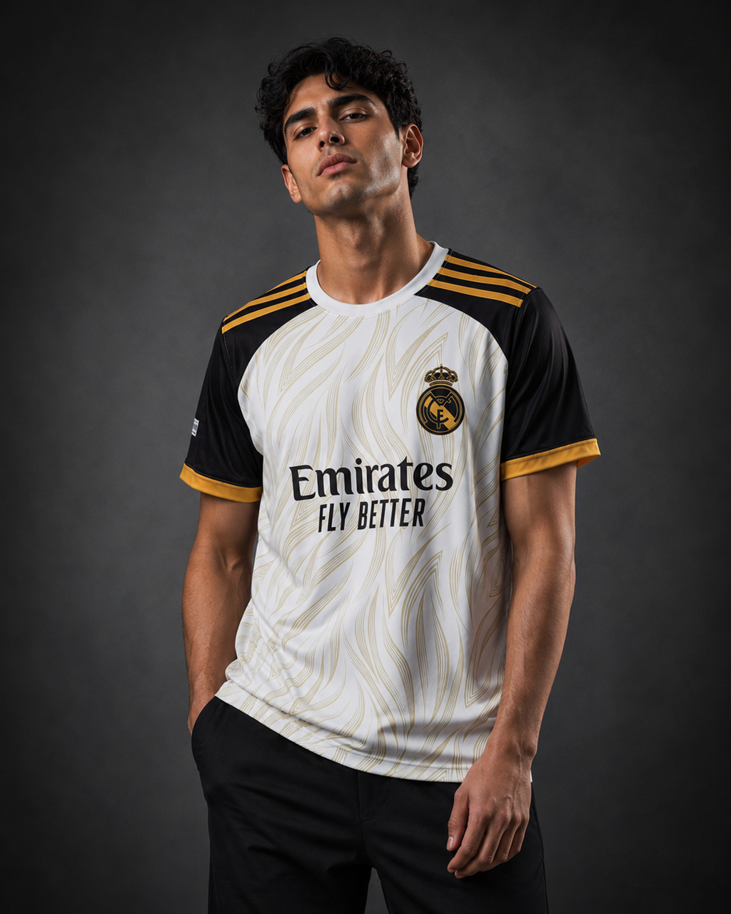 Royal Gold Wave Football Jersey – White Edition