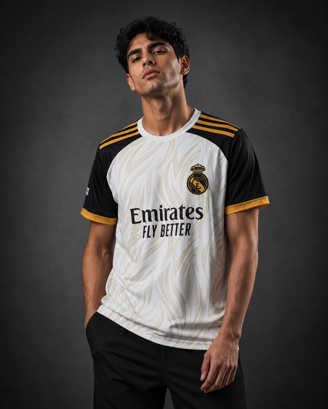 Royal Gold Wave Football Jersey – White Edition