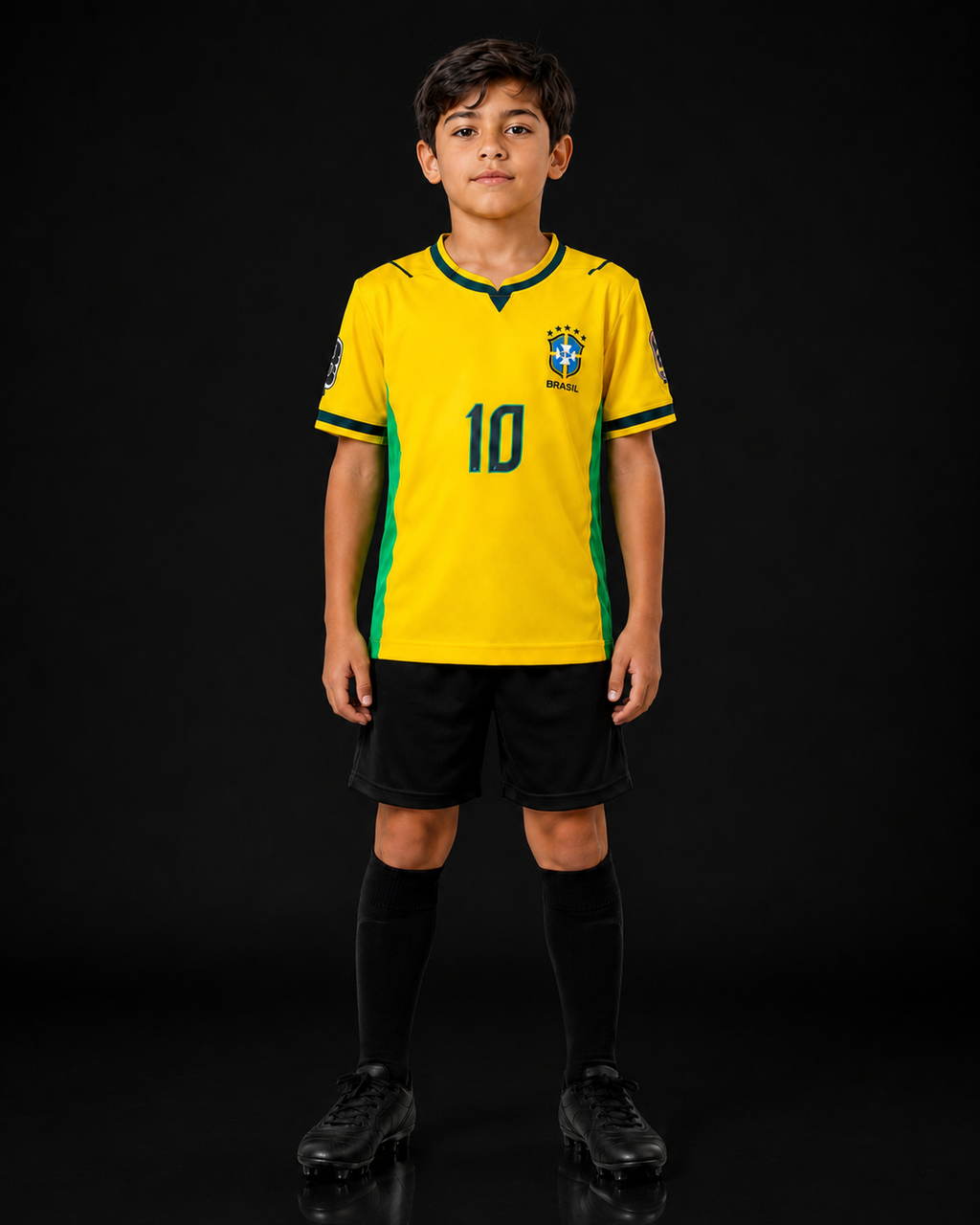 Kids Brazil Yellow Football Jersey #10