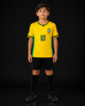 Kids Brazil Yellow Football Jersey #10