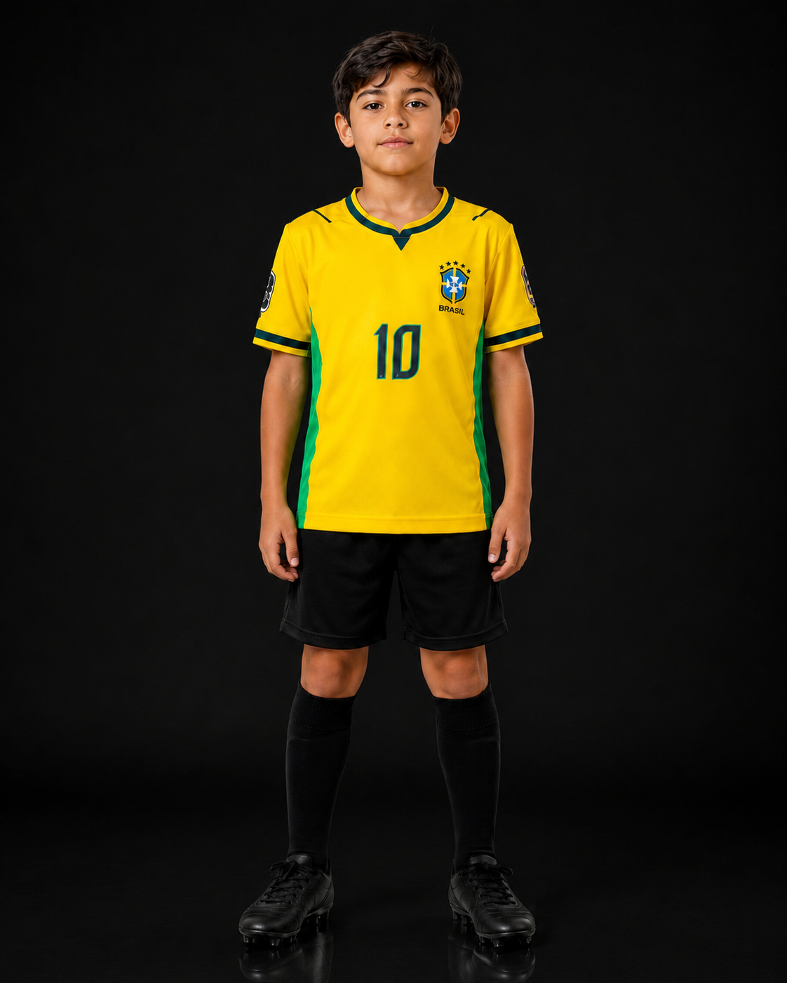 Kids Brazil Yellow Football Jersey #10