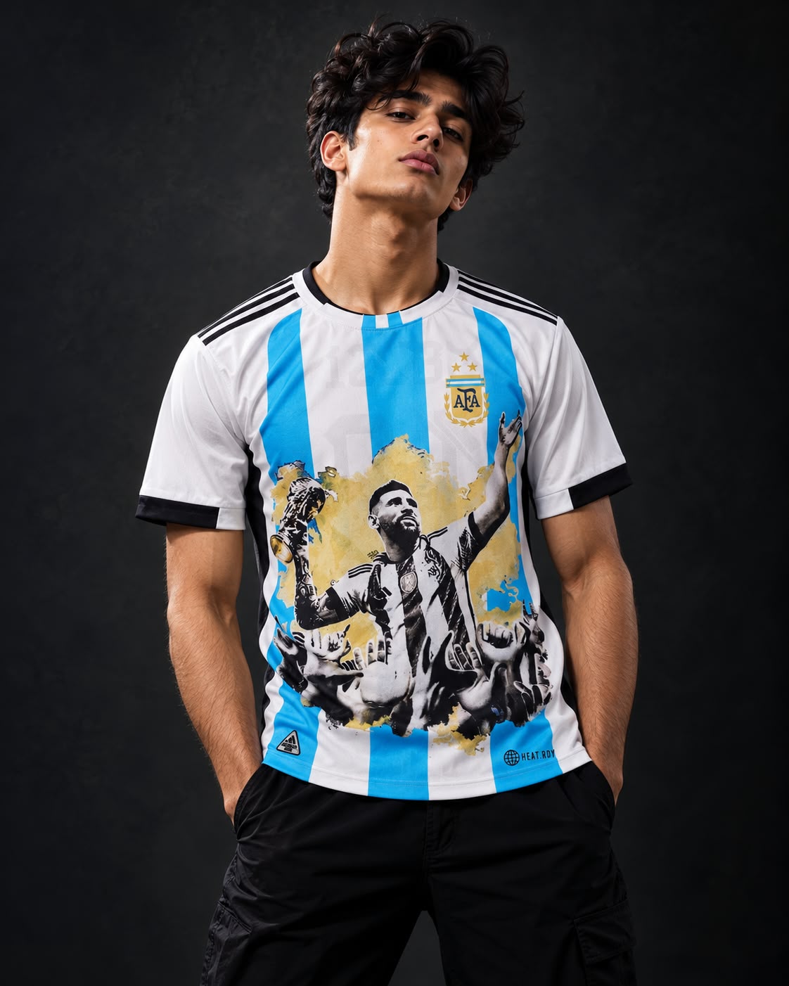 Argentina Lionel Messi World Cup Celebration Graphic Jersey