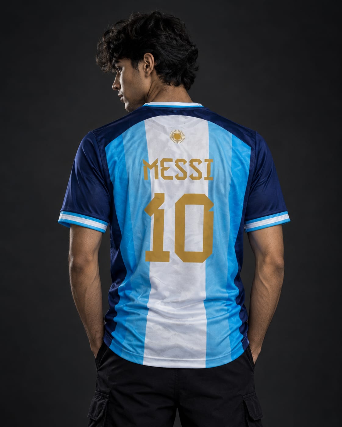 Argentina National Football Jersey – Messi #10 (Blue & White) embroidery